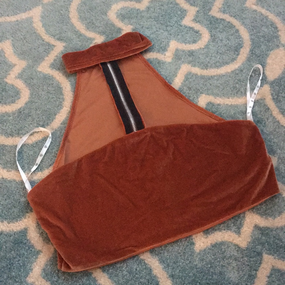 Missguided orange velvet crop top with choker
